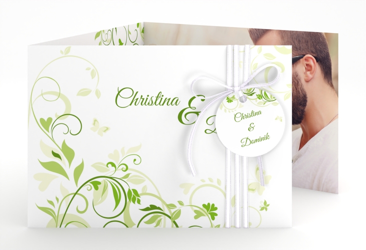 Hochzeitseinladung Lilly A6 Doppel-Klappkarte gruen