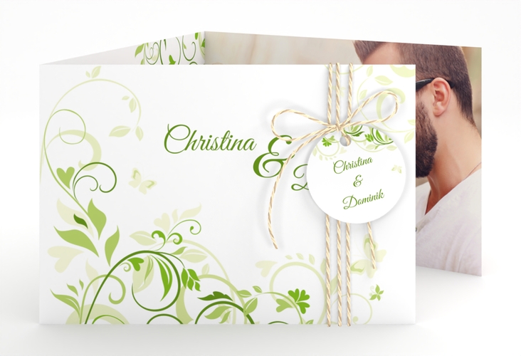 Hochzeitseinladung Lilly A6 Doppel-Klappkarte gruen