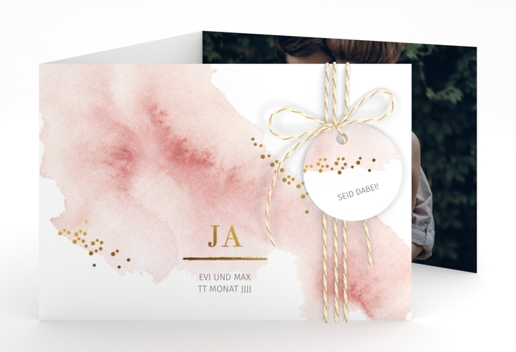 Hochzeitseinladung Pastell A6 Doppel-Klappkarte