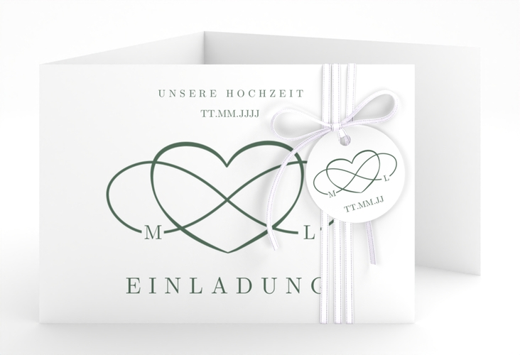 Hochzeitseinladung Infinity A6 Doppel-Klappkarte gruen
