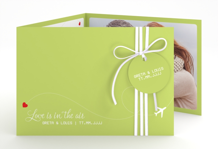 Hochzeitseinladung Weddingpass A6 Doppel-Klappkarte gruen