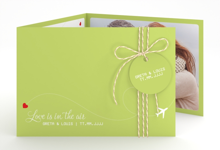 Hochzeitseinladung Weddingpass A6 Doppel-Klappkarte gruen
