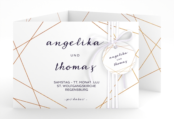 Hochzeitseinladung Asymmetry A6 Doppel-Klappkarte weiss hochglanz