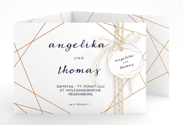 Hochzeitseinladung Asymmetry A6 Doppel-Klappkarte weiss hochglanz