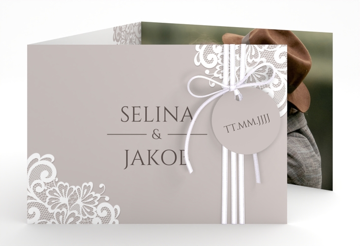 Hochzeitseinladung Vintage A6 Doppel-Klappkarte mit floraler Spitze