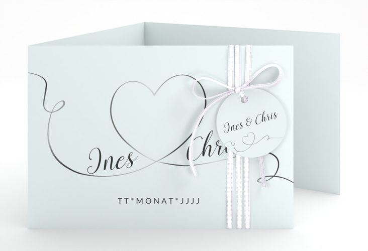 Hochzeitseinladung Dolce A6 Doppel-Klappkarte tuerkis hochglanz