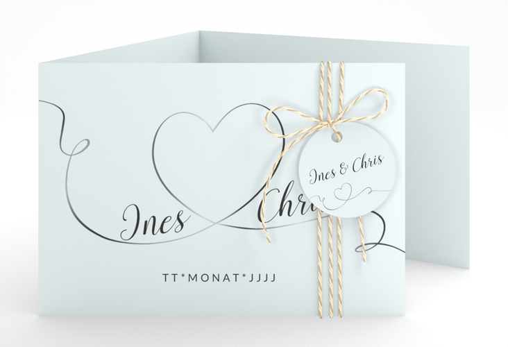 Hochzeitseinladung Dolce A6 Doppel-Klappkarte tuerkis hochglanz