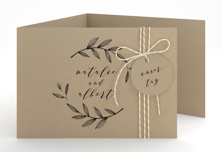 Hochzeitseinladung Naturelove A6 Doppel-Klappkarte schwarz hochglanz