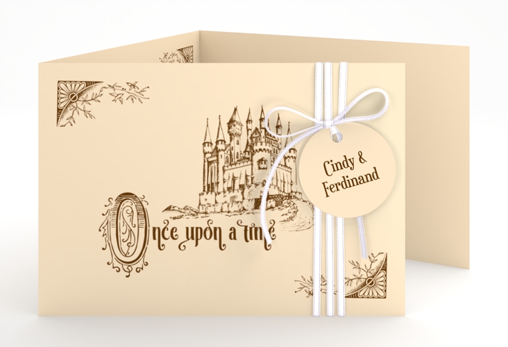Hochzeitseinladung Storybook A6 Doppel-Klappkarte hochglanz