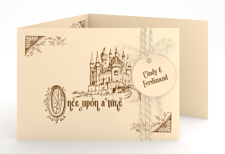 Hochzeitseinladung Storybook A6 Doppel-Klappkarte hochglanz