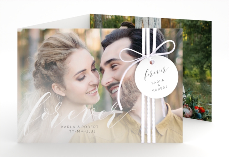 Hochzeitseinladung Promise A6 Doppel-Klappkarte weiss hochglanz
