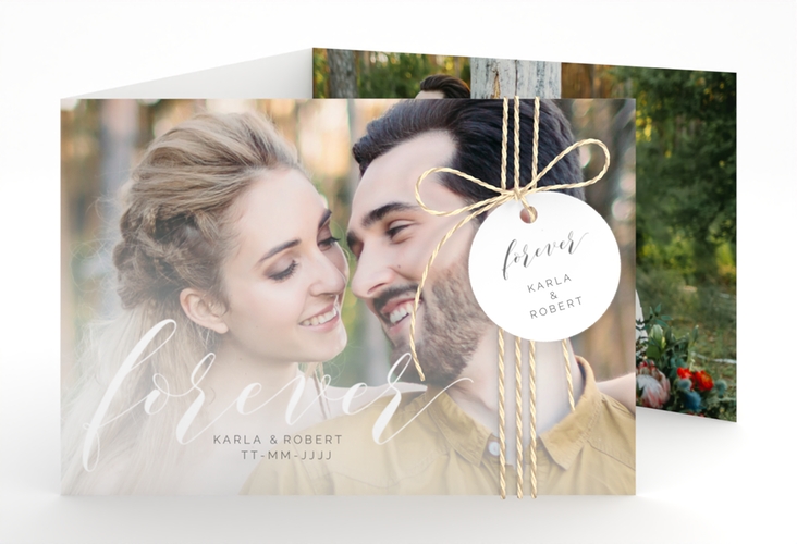 Hochzeitseinladung Promise A6 Doppel-Klappkarte weiss hochglanz