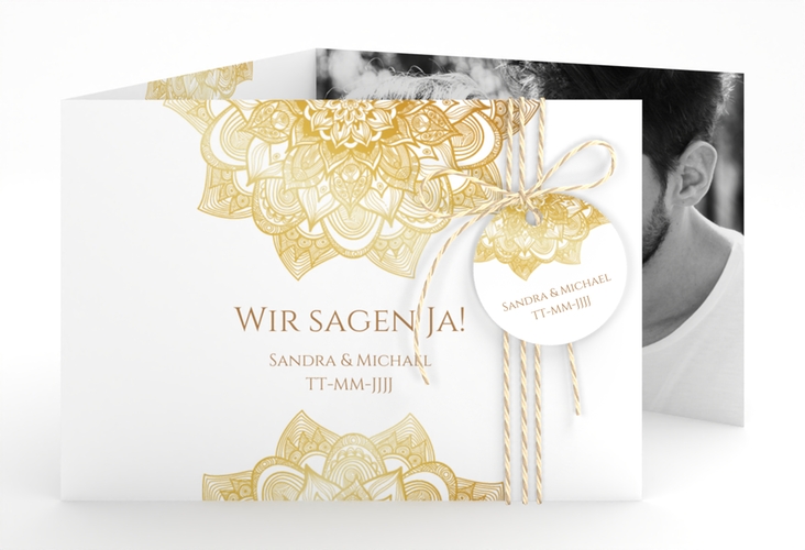 Hochzeitseinladung Delight A6 Doppel-Klappkarte gold