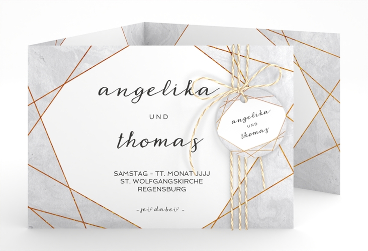 Hochzeitseinladung Asymmetry A6 Doppel-Klappkarte grau hochglanz