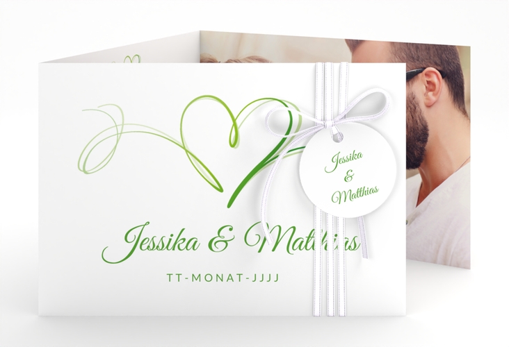 Hochzeitseinladung Envie A6 Doppel-Klappkarte gruen hochglanz