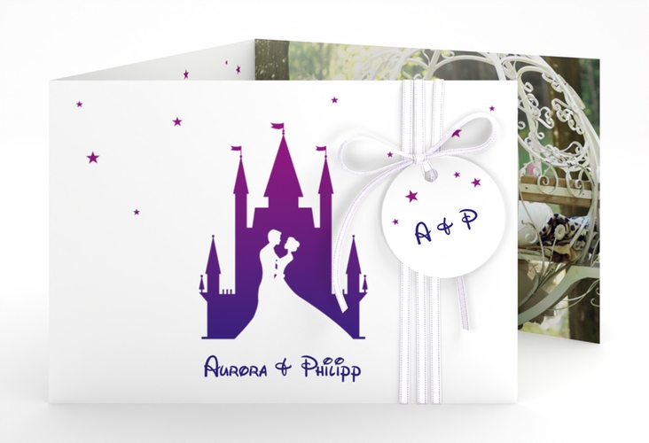 Hochzeitseinladung Castle A6 Doppel-Klappkarte