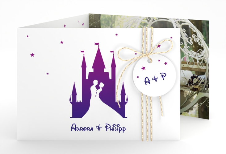 Hochzeitseinladung Castle A6 Doppel-Klappkarte