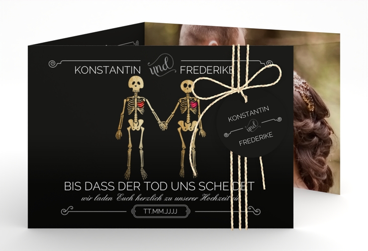 Hochzeitseinladung Bones A6 Doppel-Klappkarte