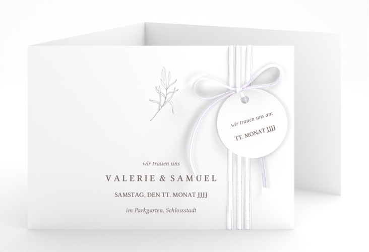 Hochzeitseinladung Ivy A6 Doppel-Klappkarte hochglanz minimalistisch mit kleiner botanischer Illustration