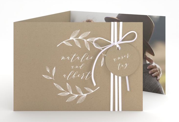 Hochzeitseinladung Naturelove A6 Doppel-Klappkarte weiss