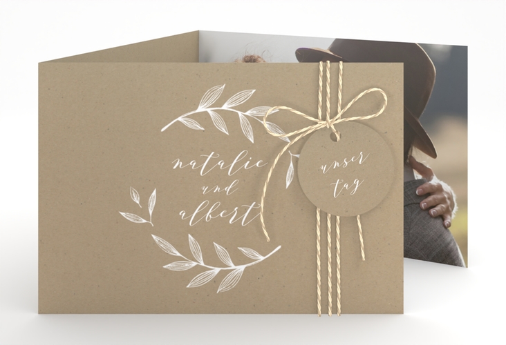 Hochzeitseinladung Naturelove A6 Doppel-Klappkarte weiss