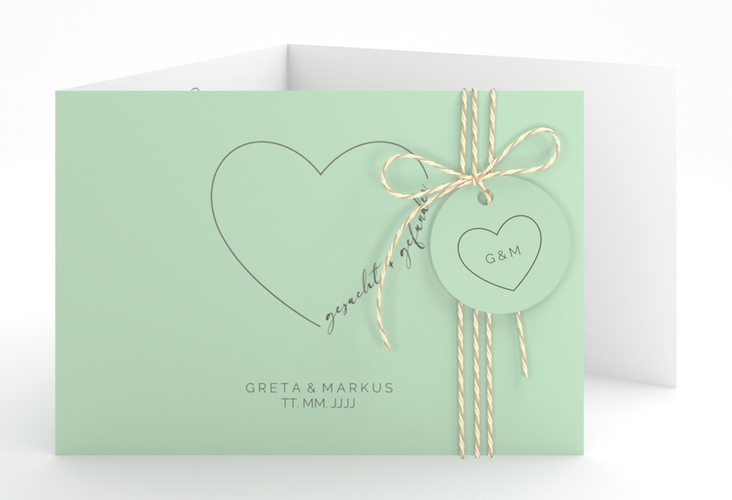 Hochzeitseinladung Lebenstraum A6 Doppel-Klappkarte mint hochglanz