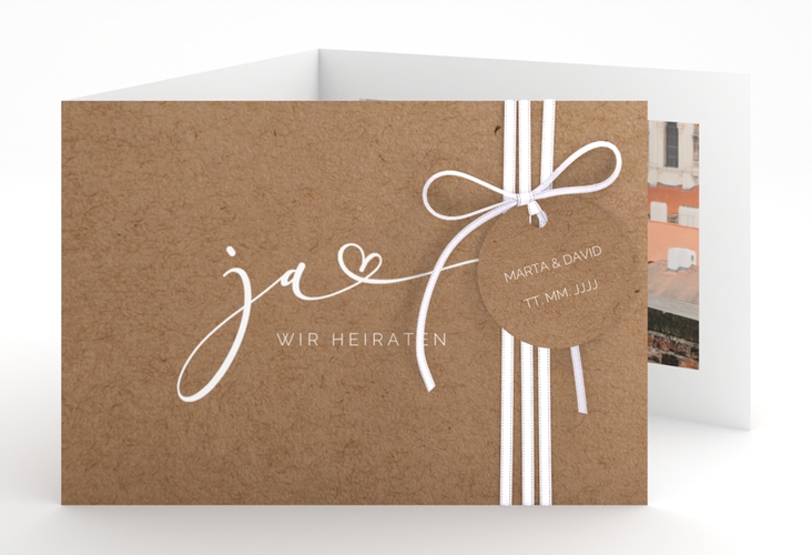 Hochzeitseinladung Jawort A6 Doppel-Klappkarte modern minimalistisch mit veredelter Aufschrift