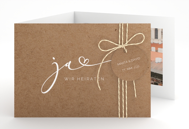 Hochzeitseinladung Jawort A6 Doppel-Klappkarte modern minimalistisch mit veredelter Aufschrift