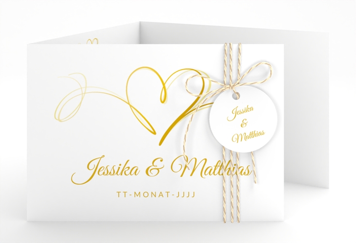 Hochzeitseinladung Envie A6 Doppel-Klappkarte gold hochglanz