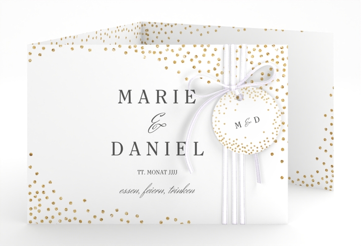 Hochzeitseinladung Glitter A6 Doppel-Klappkarte hochglanz