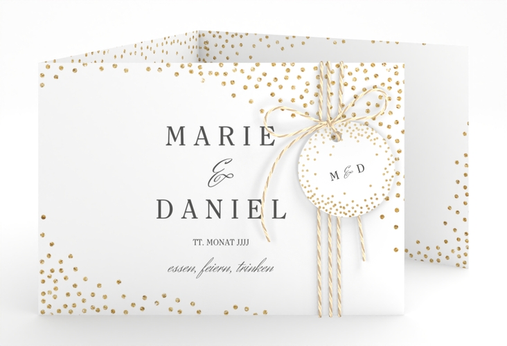 Hochzeitseinladung Glitter A6 Doppel-Klappkarte hochglanz