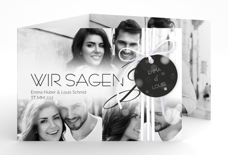 Hochzeitseinladung Bokeh A6 Doppel-Klappkarte