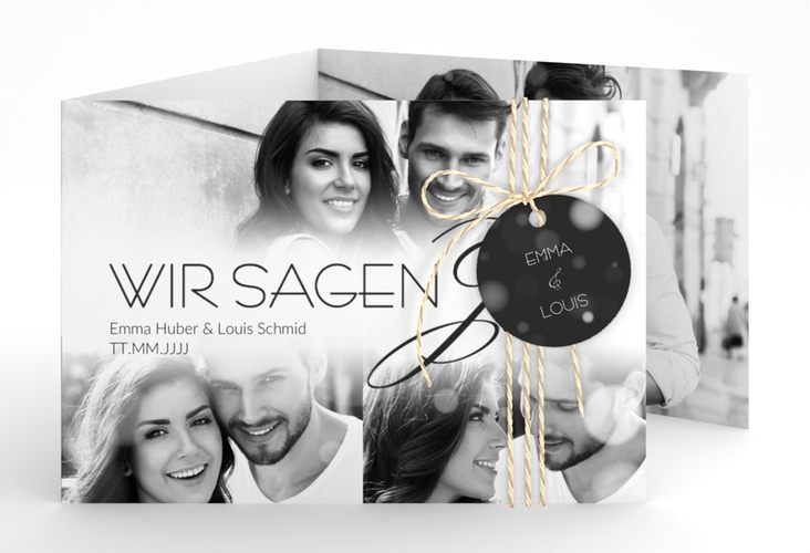 Hochzeitseinladung Bokeh A6 Doppel-Klappkarte