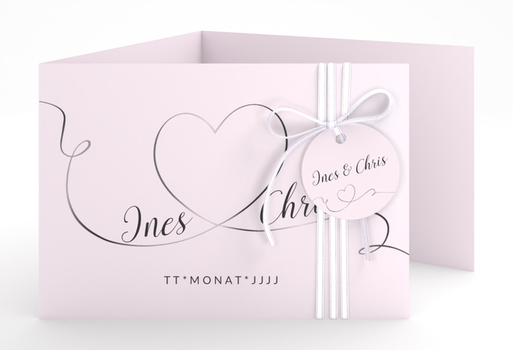 Hochzeitseinladung Dolce A6 Doppel-Klappkarte rosa hochglanz