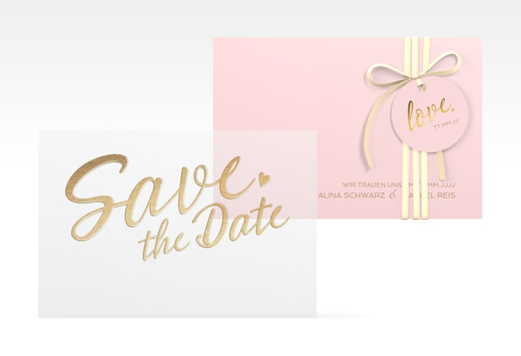 Save the Date Deckblatt Transparent Glam A6 Deckblatt transparent rosa hochglanz