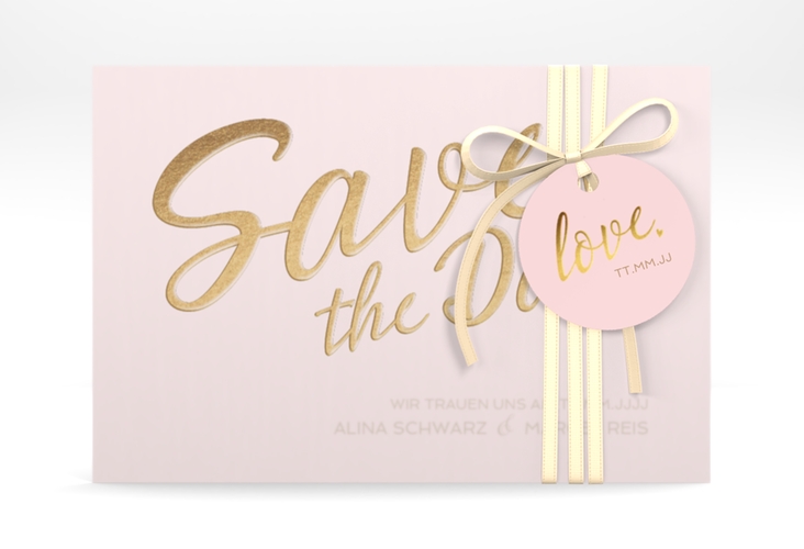 Save the Date Deckblatt Transparent Glam A6 Deckblatt transparent rosa hochglanz