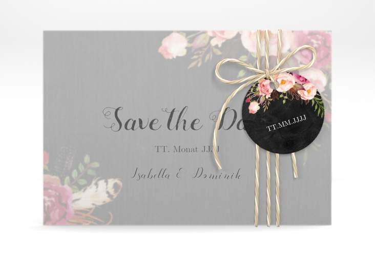 Save the Date Deckblatt Transparent Flowers A6 Deckblatt transparent mit bunten Aquarell-Blumen