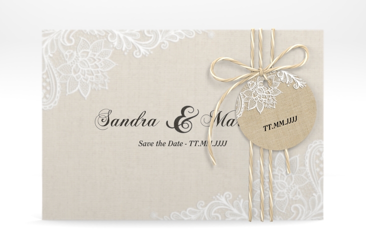 Save the Date Deckblatt Transparent "Lace" A6 Deckblatt transparent
