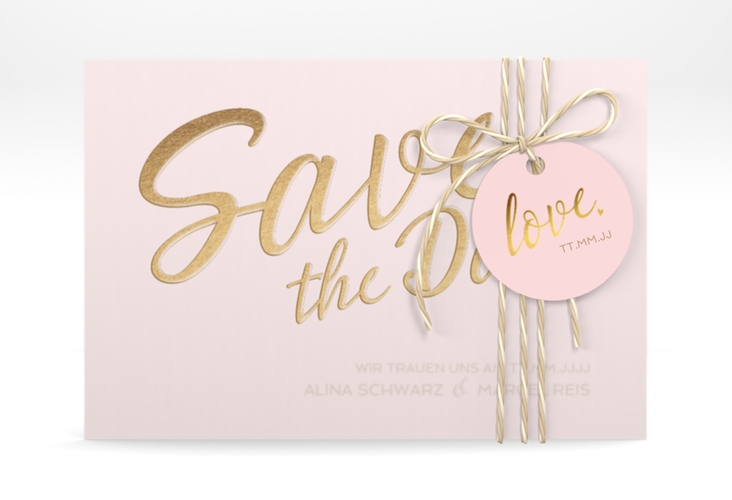 Save the Date Deckblatt Transparent "Glam" A6 Deckblatt transparent rosa