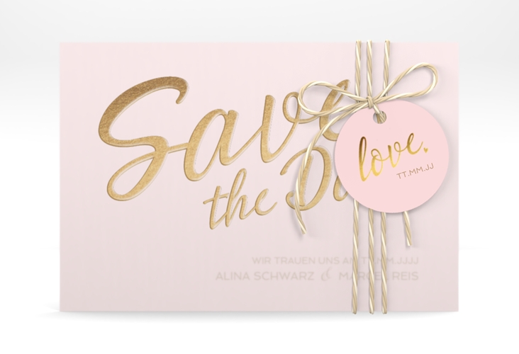 Save the Date Deckblatt Transparent Glam A6 Deckblatt transparent rosa