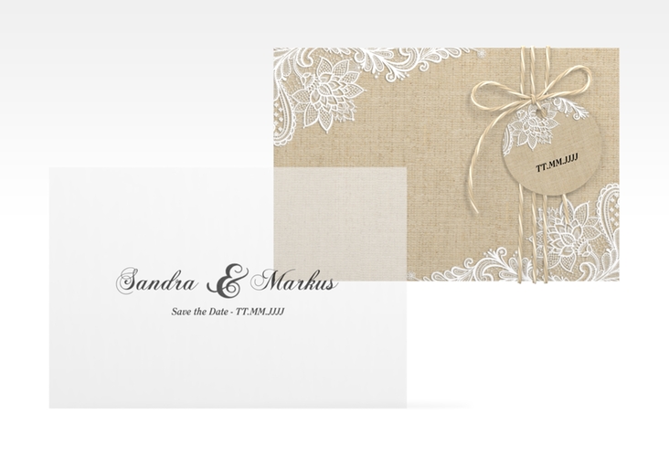 Save the Date Deckblatt Transparent "Lace" A6 Deckblatt transparent