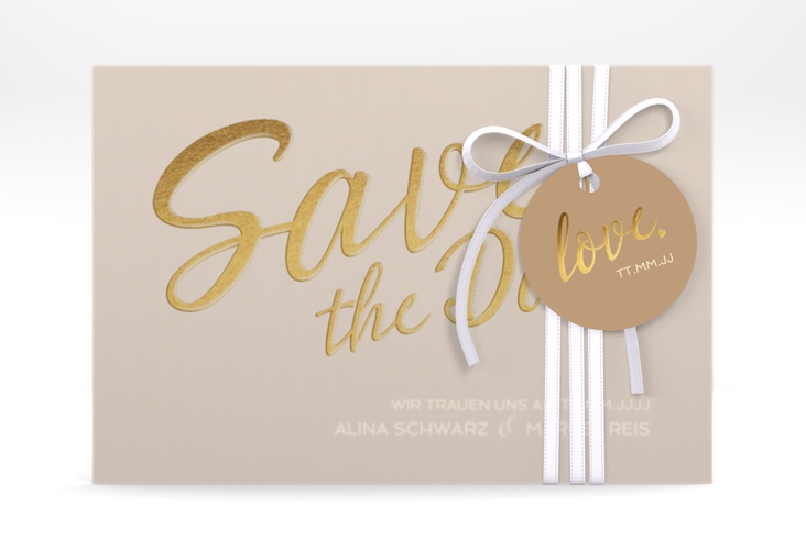 Save the Date Deckblatt Transparent Glam A6 Deckblatt transparent beige hochglanz