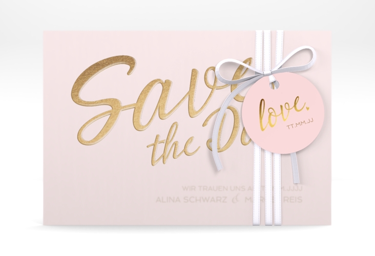 Save the Date Deckblatt Transparent Glam A6 Deckblatt transparent rosa hochglanz