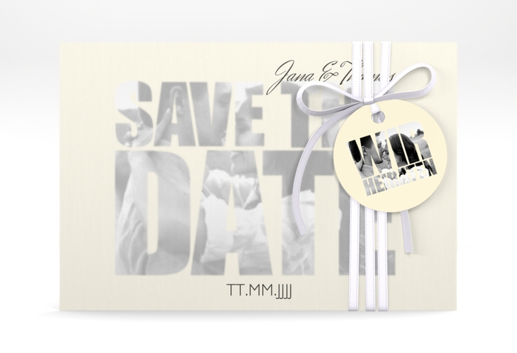 Save the Date Deckblatt Transparent Letters A6 Deckblatt transparent beige hochglanz