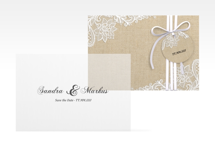 Save the Date Deckblatt Transparent "Lace" A6 Deckblatt transparent