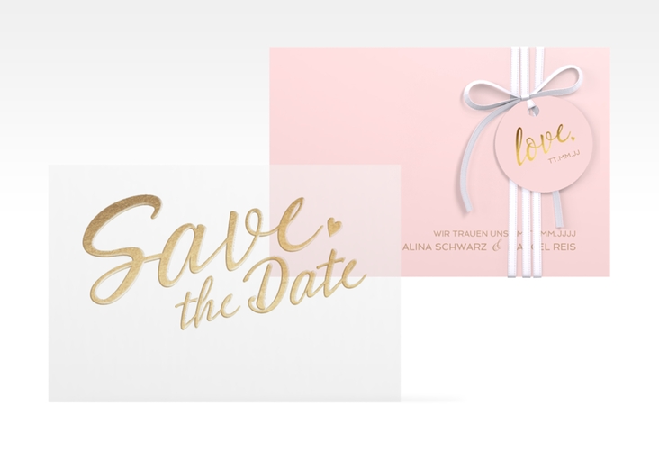 Save the Date Deckblatt Transparent Glam A6 Deckblatt transparent rosa