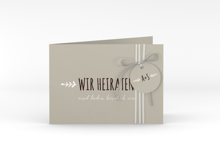 Hochzeitseinladung Eden A6 Klappkarte quer weiss