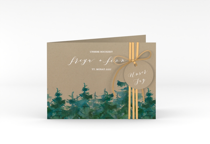 Hochzeitseinladung Evergreen A6 Klappkarte quer