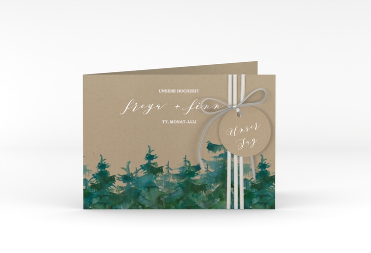 Hochzeitseinladung Evergreen A6 Klappkarte quer