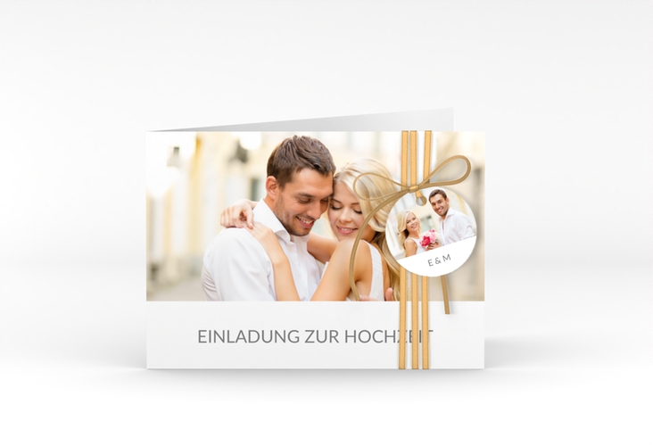 Hochzeitseinladung Vista A6 Klappkarte quer weiss